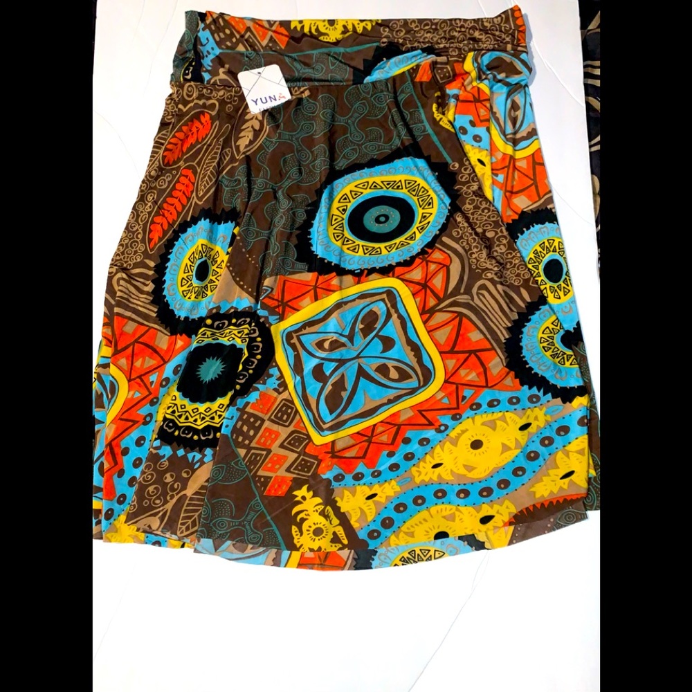 Geometric midi skirt, multi color
